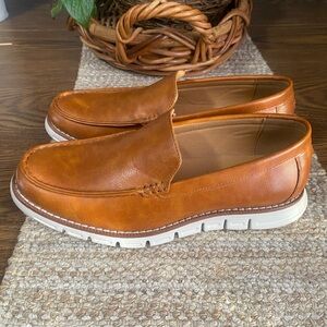 Nautica Men's Brown Leather Slip-On Loafers
